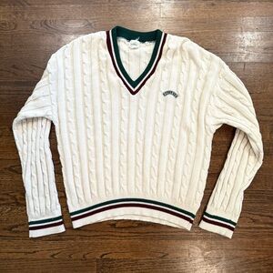 VTG Bailey’s Irish Cream Liqueur Made In USA Cable Knit V-Neck Sweater